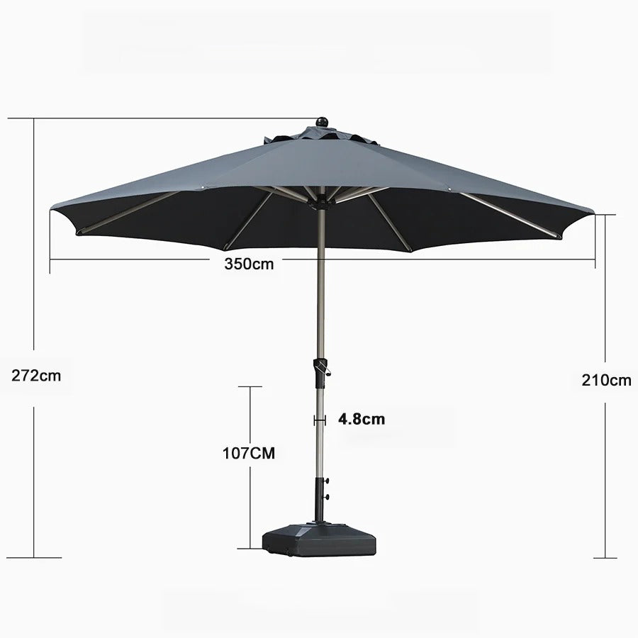 PURPLE LEAF Aluminiowy parasol z centralną nogą i korbką, na targ i do stołu, ochrona UV, wodoodporny