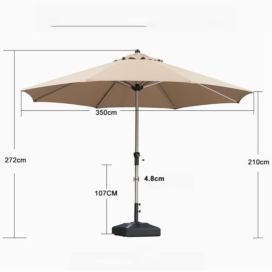 PURPLE LEAF Aluminiowy parasol z centralną nogą i korbką, na targ i do stołu, ochrona UV, wodoodporny