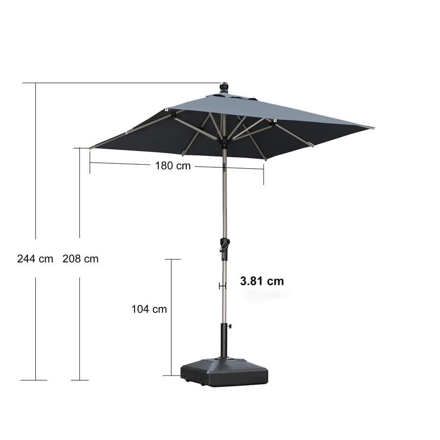 PURPLE LEAF Aluminiowy parasol ogrodowy z centralnym masztem, regulacją nachylenia do 30°, wodoodporny, z ochroną UV, na taras i do stołu ogrodowego