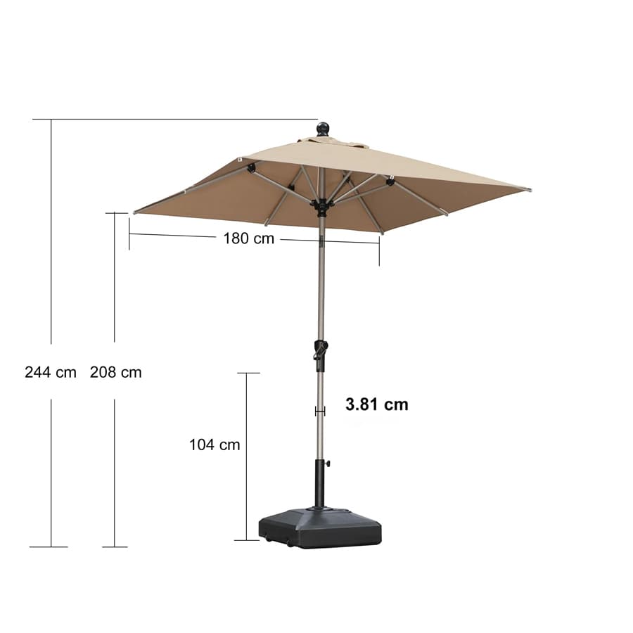 PURPLE LEAF Aluminiowy parasol ogrodowy z centralnym masztem, regulacją nachylenia do 30°, wodoodporny, z ochroną UV, na taras i do stołu ogrodowego