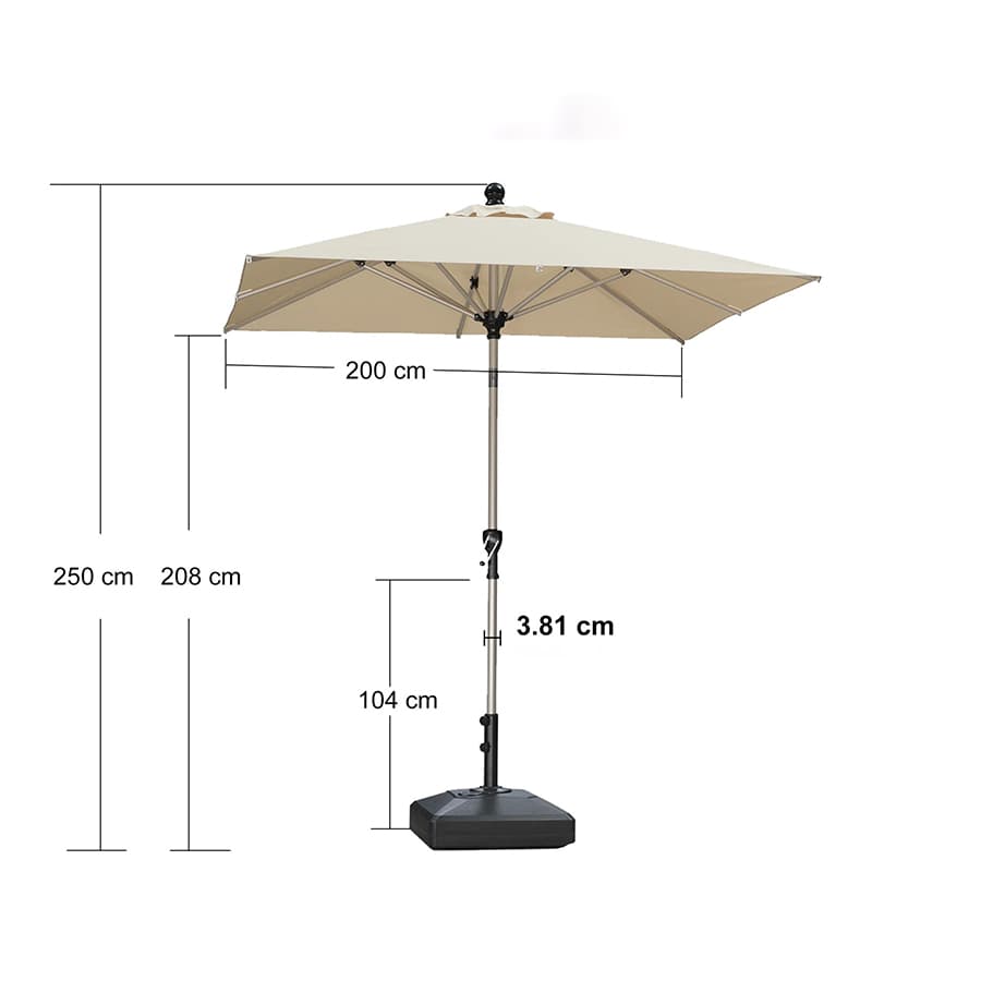 PURPLE LEAF Aluminiowy parasol ogrodowy z centralnym masztem, regulacją nachylenia do 30°, wodoodporny, z ochroną UV, na taras i do stołu ogrodowego