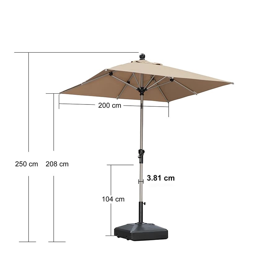 PURPLE LEAF Aluminiowy parasol ogrodowy z centralnym masztem, regulacją nachylenia do 30°, wodoodporny, z ochroną UV, na taras i do stołu ogrodowego