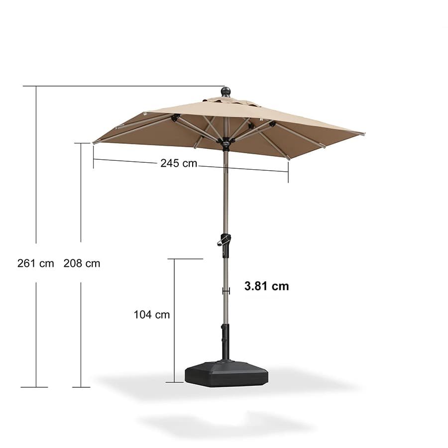 PURPLE LEAF Aluminiowy parasol ogrodowy z centralnym masztem, regulacją nachylenia do 30°, wodoodporny, z ochroną UV, na taras i do stołu ogrodowego