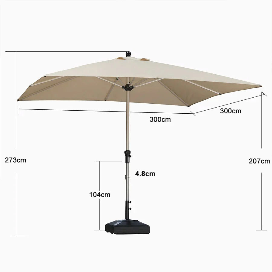 PURPLE LEAF Aluminiowy parasol z centralną nogą i korbką, na targ i do stołu, ochrona UV, wodoodporny