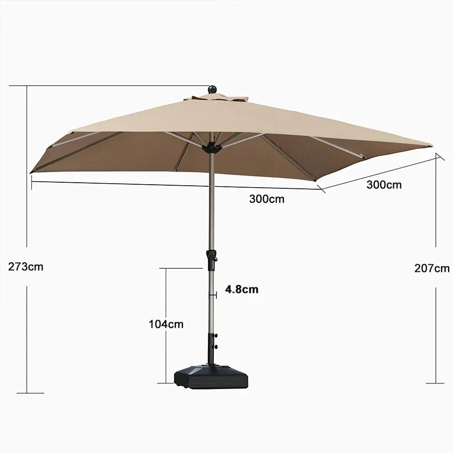 PURPLE LEAF Aluminiowy parasol z centralną nogą i korbką, na targ i do stołu, ochrona UV, wodoodporny