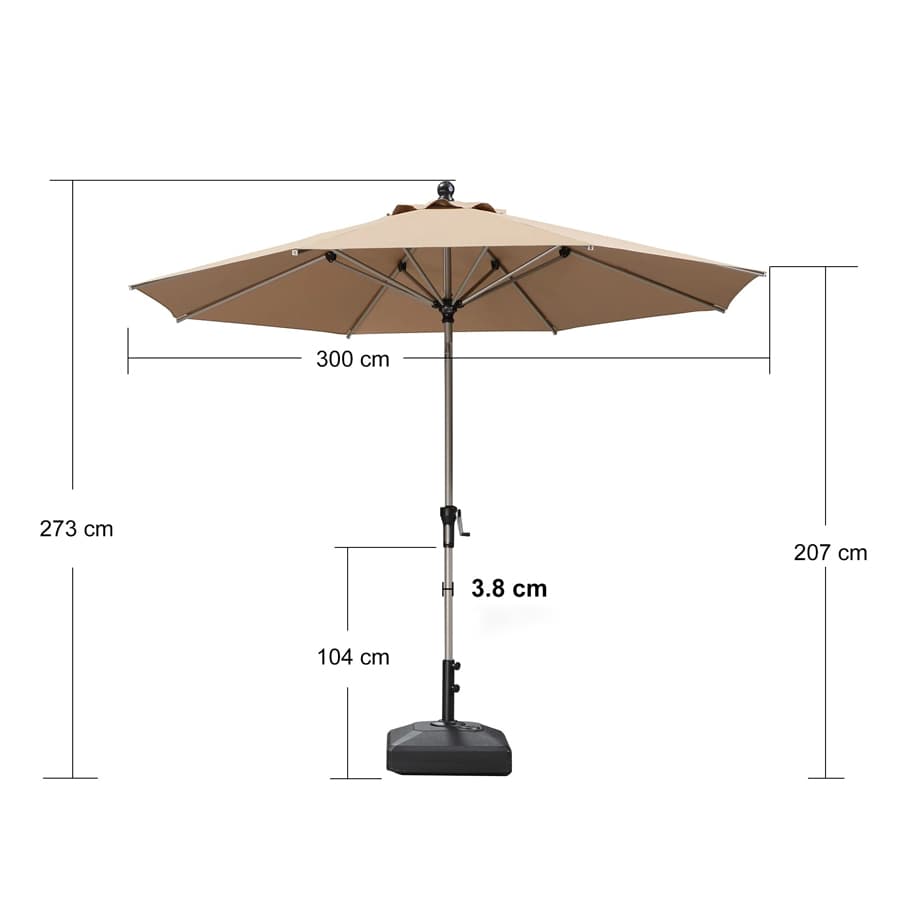 PURPLE LEAF Aluminiowy parasol ogrodowy z centralnym masztem, regulacją nachylenia do 30°, wodoodporny, z ochroną UV, na taras i do stołu ogrodowego