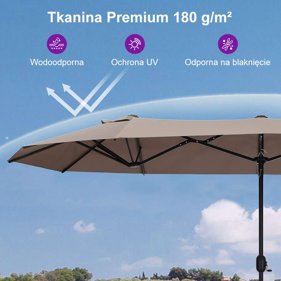 PURPLE LEAF Dwustronny prostokątny parasol ogrodowy z podstawą, duży parasol na taras i do ogrodu