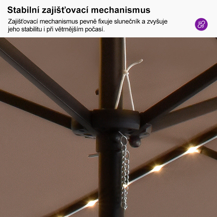 PURPLE LEAF Dwustronny prostokątny parasol ogrodowy z oświetleniem LED i podstawą, duży parasol na taras i do ogrodu