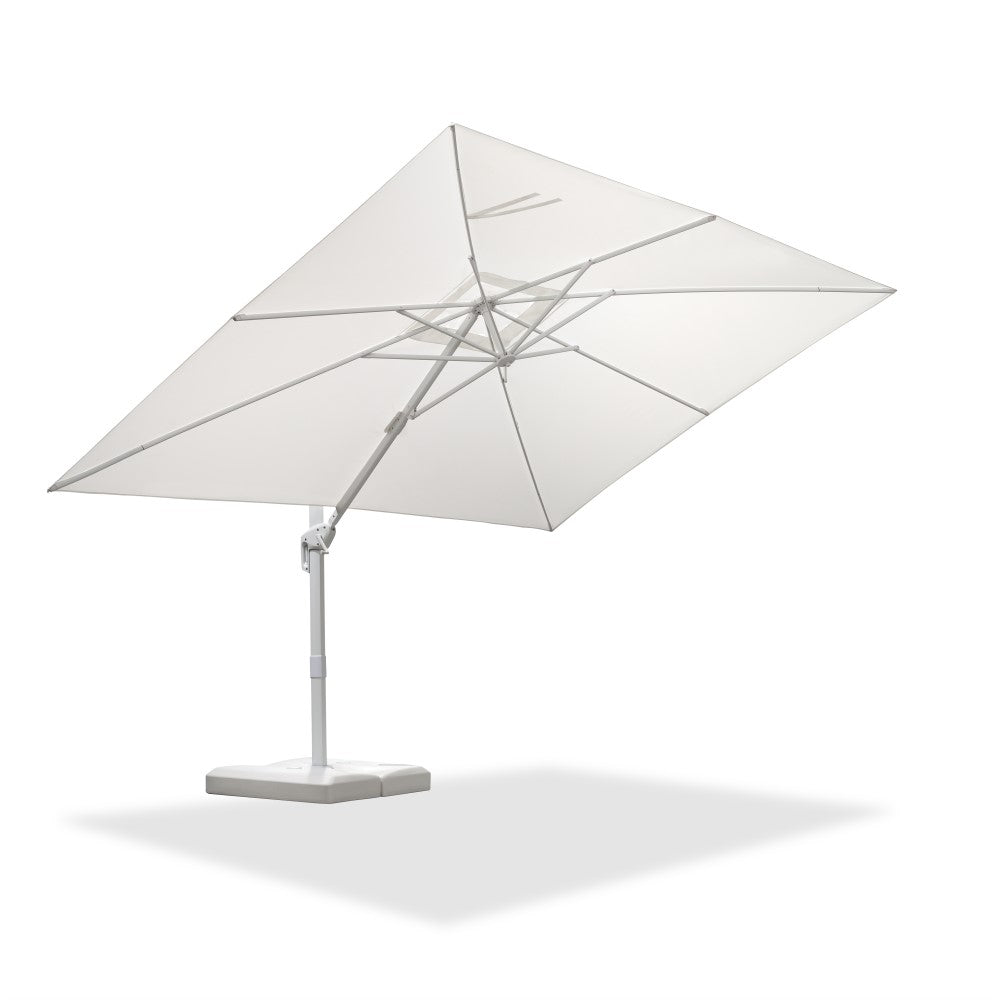 PURPLE LEAF Duży biały parasol na wysięgniku – Przystępny cenowo parasol ogrodowy na taras i do ogrodu
